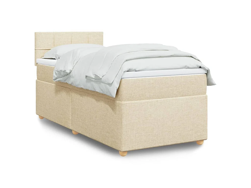 Boxspringbett mit Matratze Creme 90x190 cm Stoff