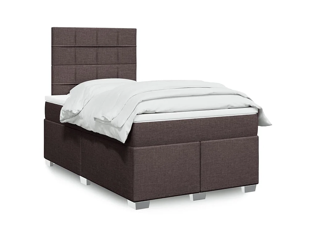 Sommier à lattes de lit et matelas marron foncé 120x190cm tissu
