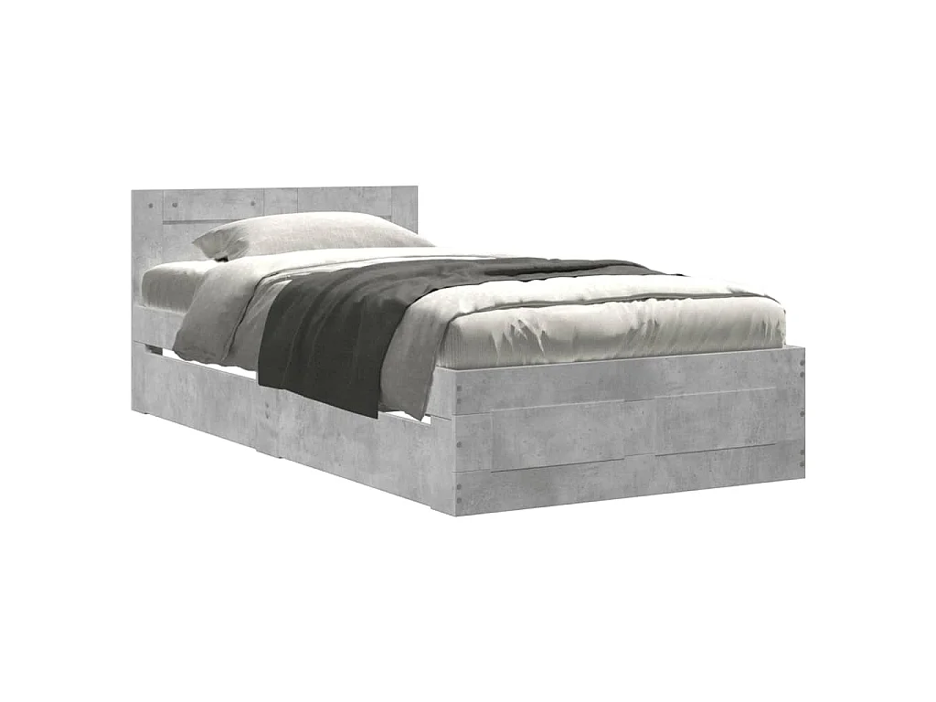 Giroletto Testiera Grigio Cemento 90x200 cm Legno Multistrato