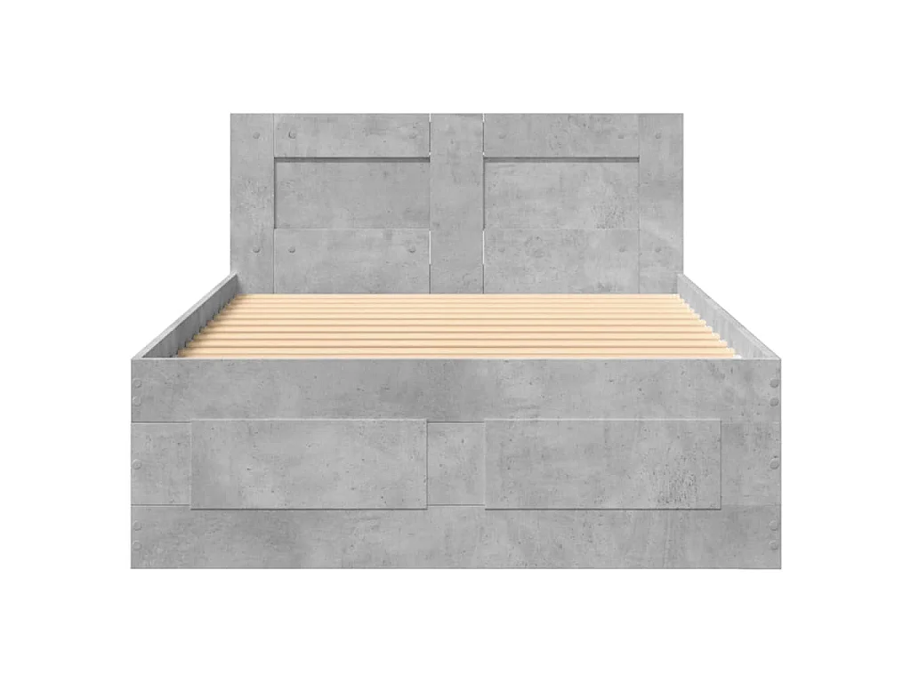 Cama con cabecero madera de ingeniería gris hormigón 90x200 cm