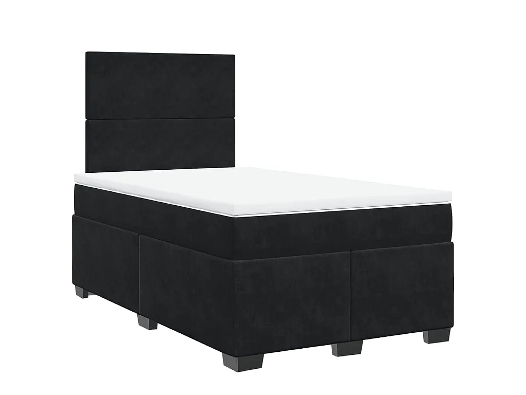 Giroletto a Molle con Materasso Nero 120x190 cm in Velluto