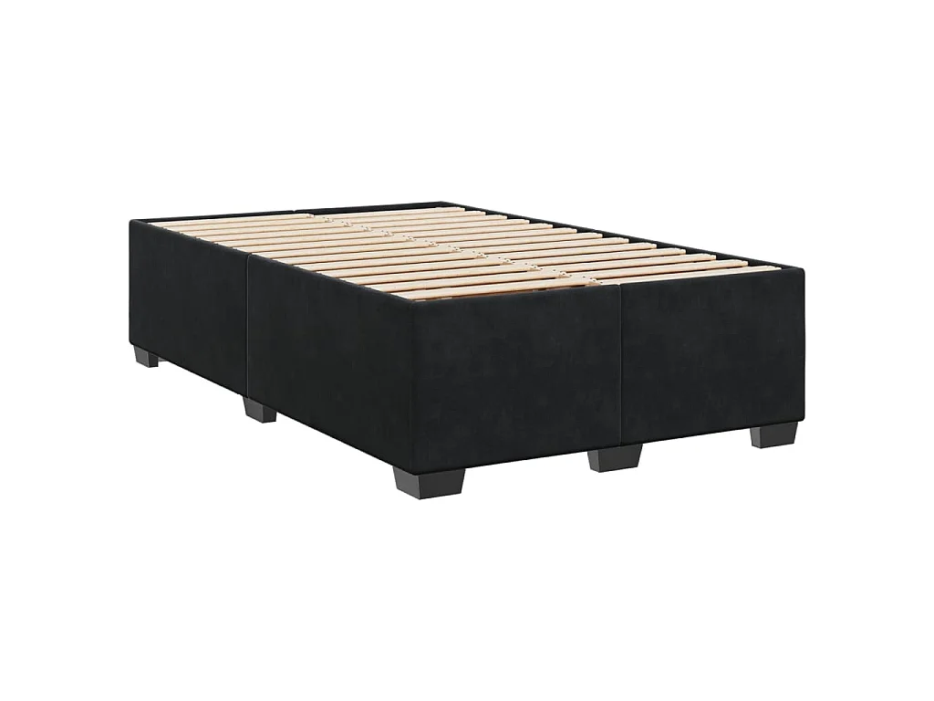 Giroletto a Molle con Materasso Nero 120x190 cm in Velluto