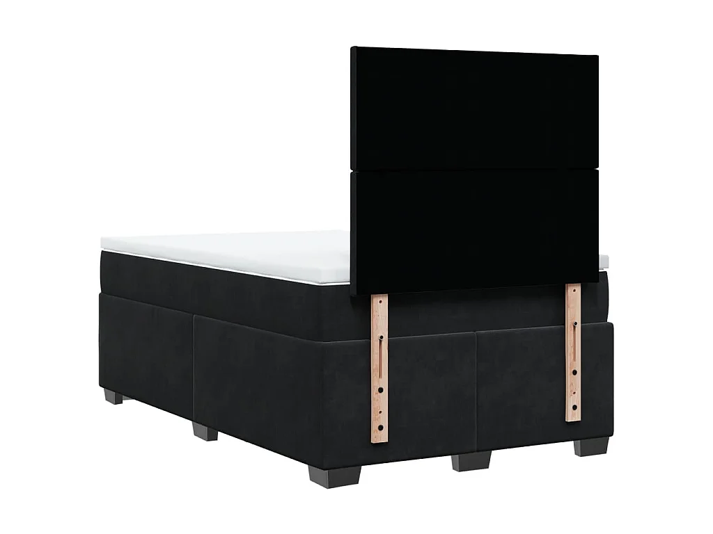 Giroletto a Molle con Materasso Nero 120x190 cm in Velluto