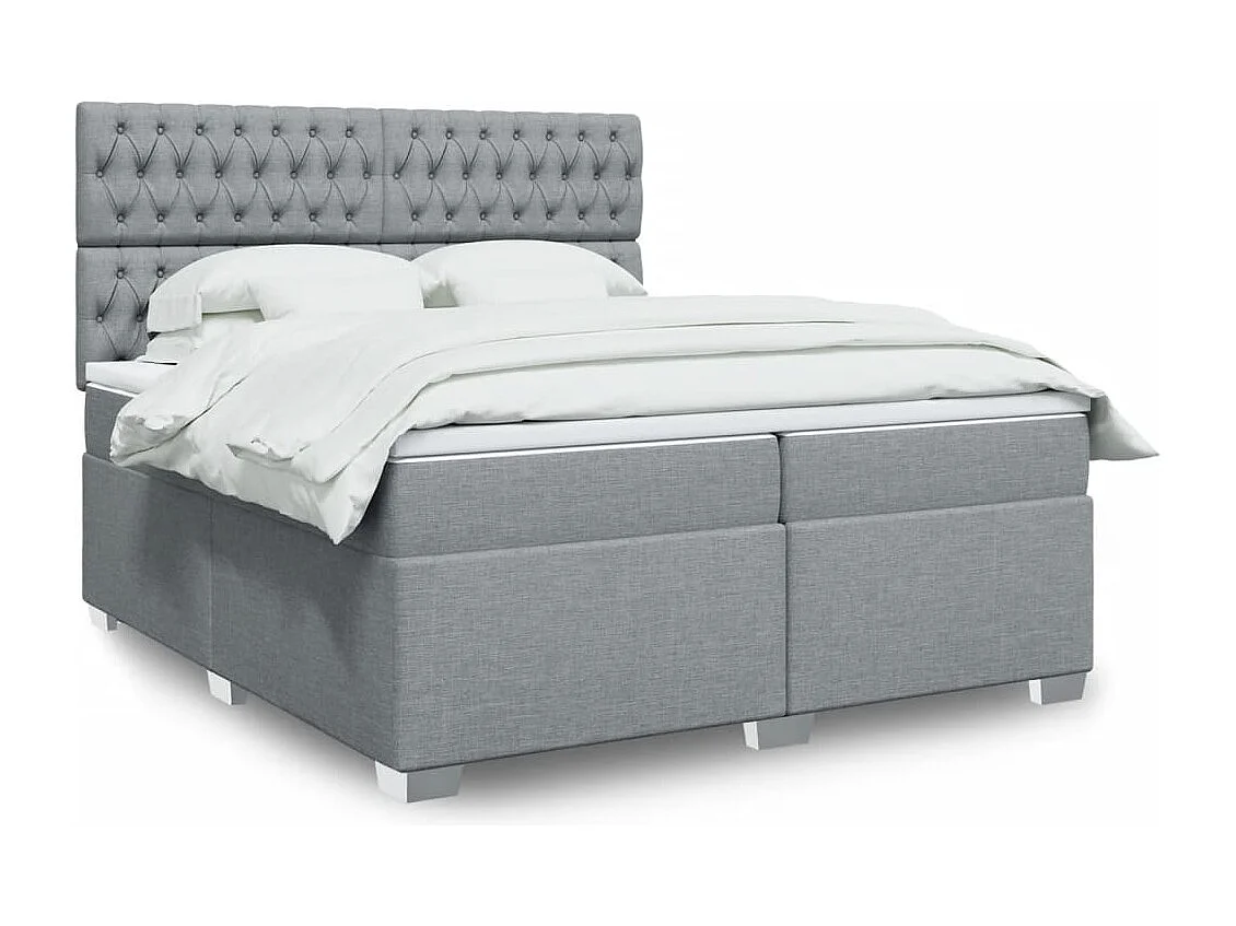 Sommier à lattes de lit avec matelas Gris clair 200x200cm Tissu
