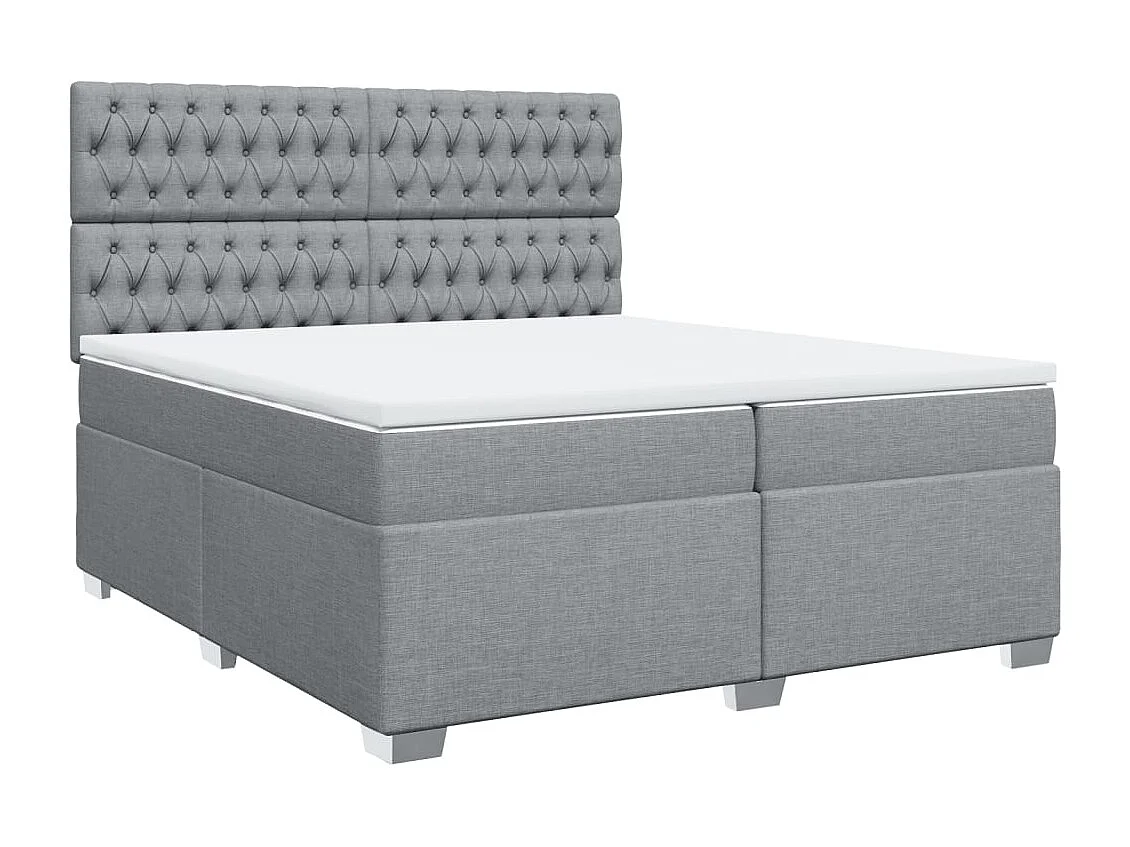 Cama box spring con colchón tela gris claro 200x200 cm