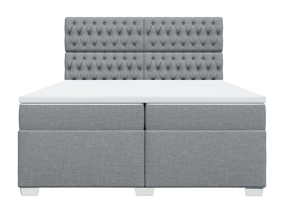 Cama box spring con colchón tela gris claro 200x200 cm