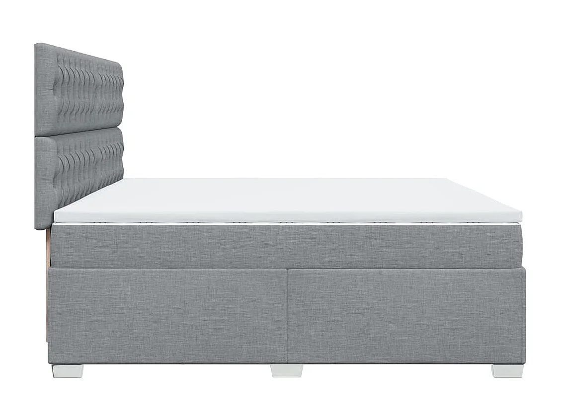 Cama box spring con colchón tela gris claro 200x200 cm
