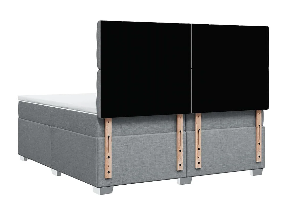 Cama box spring con colchón tela gris claro 200x200 cm