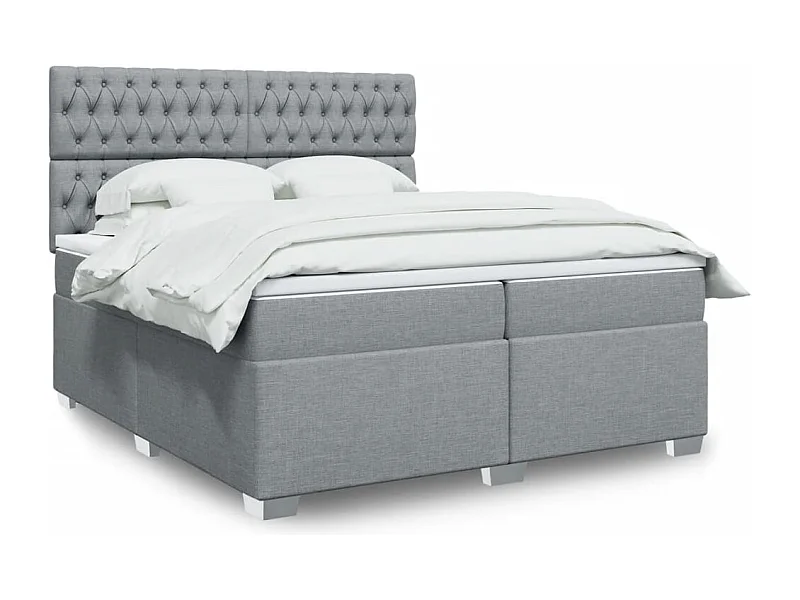 Boxspringbett mit Matratze Hellgrau 200x200 cm Stoff