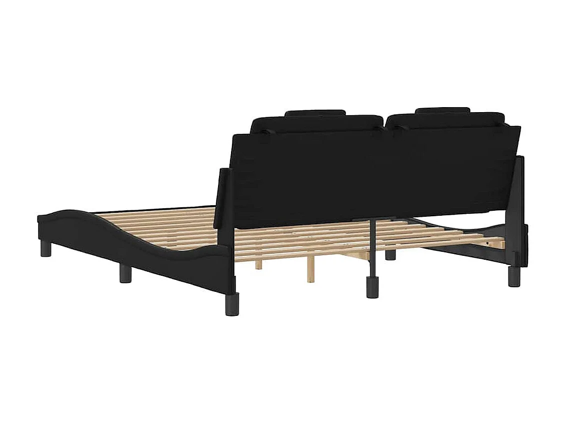 Estrutura de cama Viana sem colchão 160x200 cm couro artificial preto