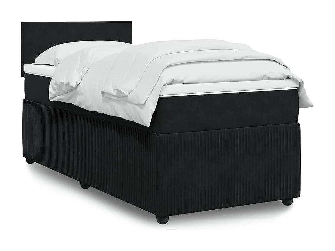 Boxspringbett mit Matratze Schwarz 90x190 cm Samt