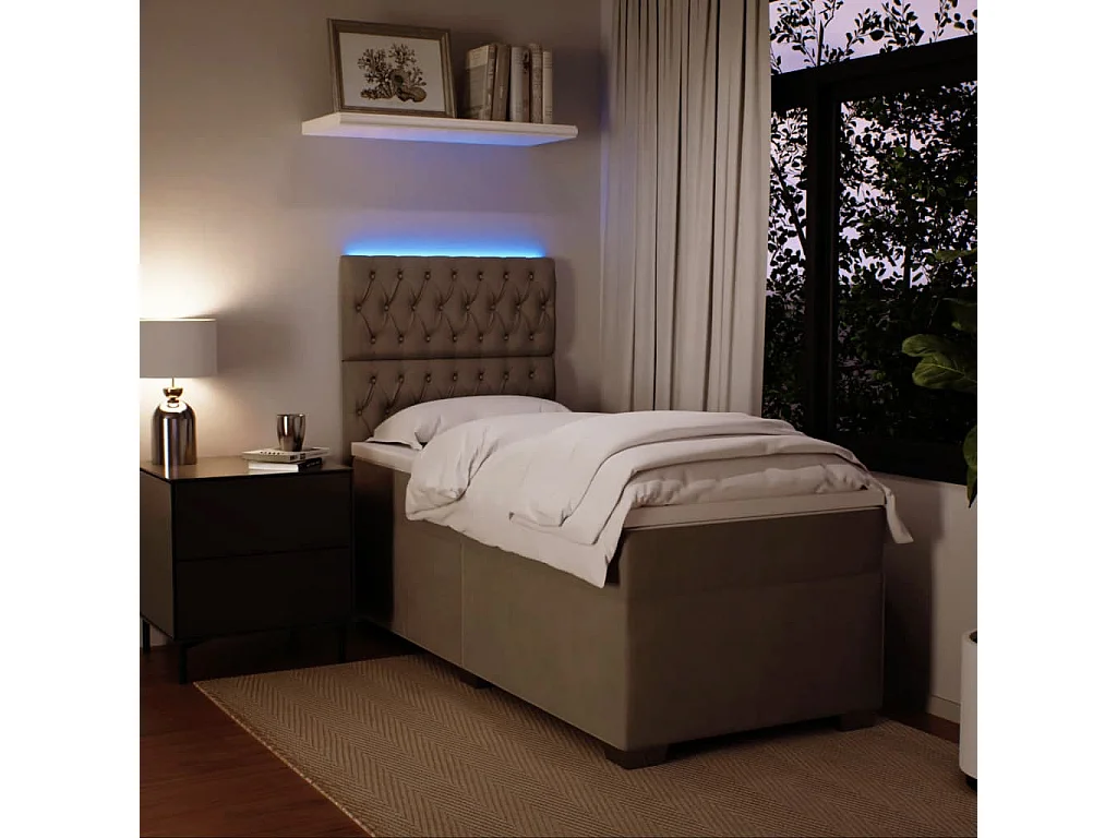 Cama com molas/colchão 100x200 cm veludo cinza-claro