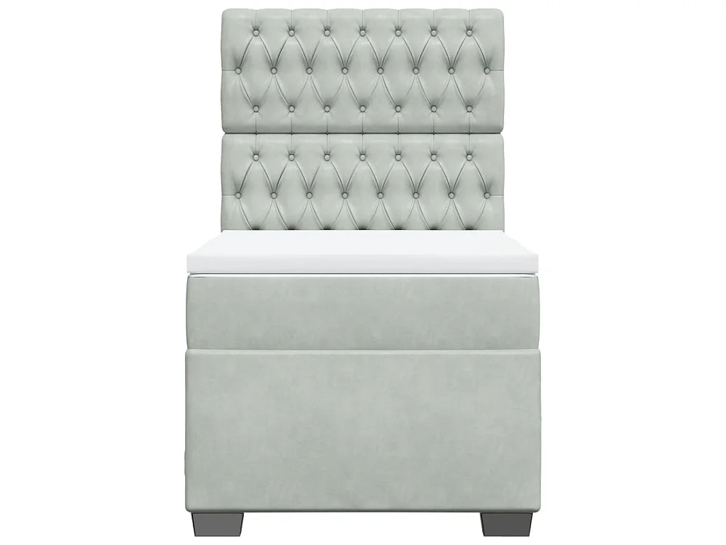 Cama com molas/colchão 100x200 cm veludo cinza-claro