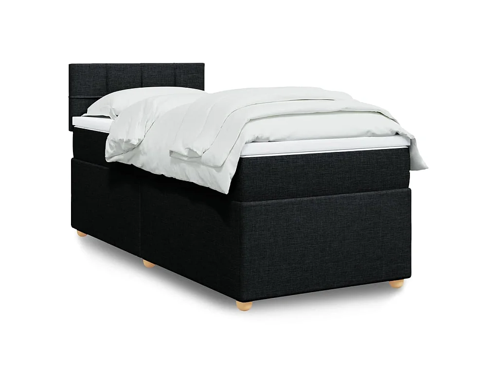 Giroletto a Molle con Materasso Nero 90x190 cm in Tessuto