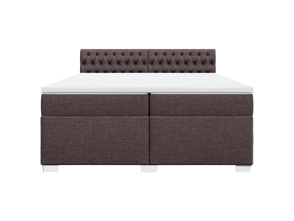 Cama box spring con colchón tela marrón oscuro 200x200 cm