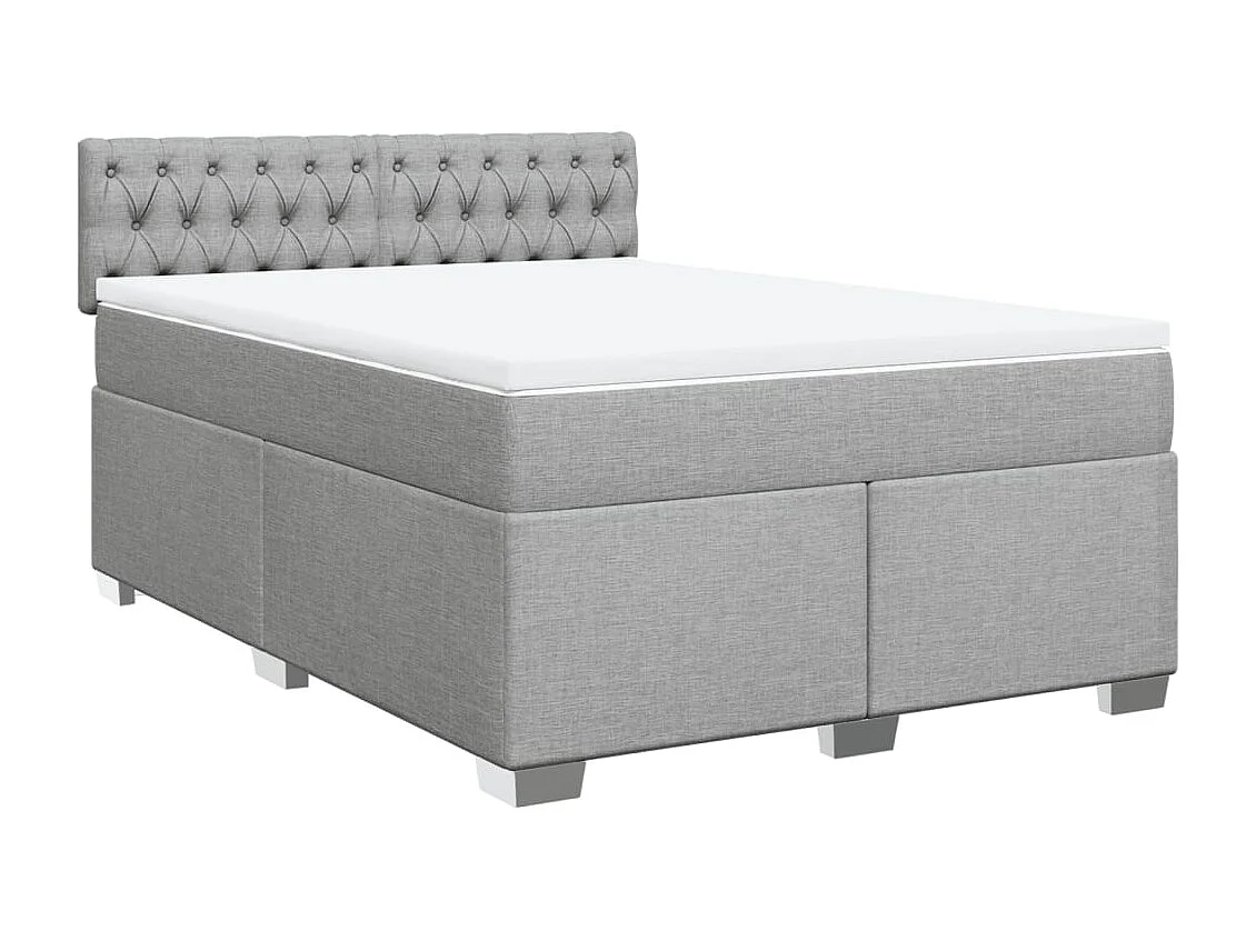 Boxspringbett mit Matratze Hellgrau 140x200 cm Stoff
