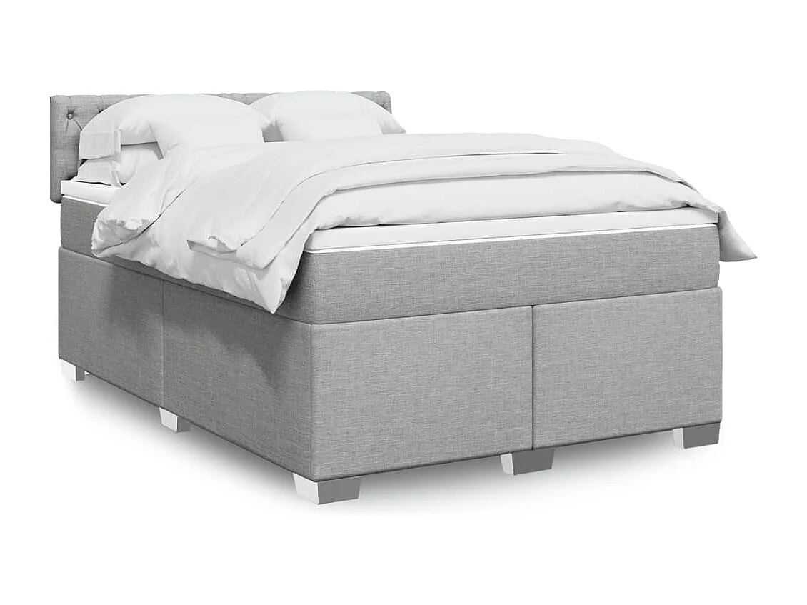 Boxspringbett mit Matratze Hellgrau 140x200 cm Stoff