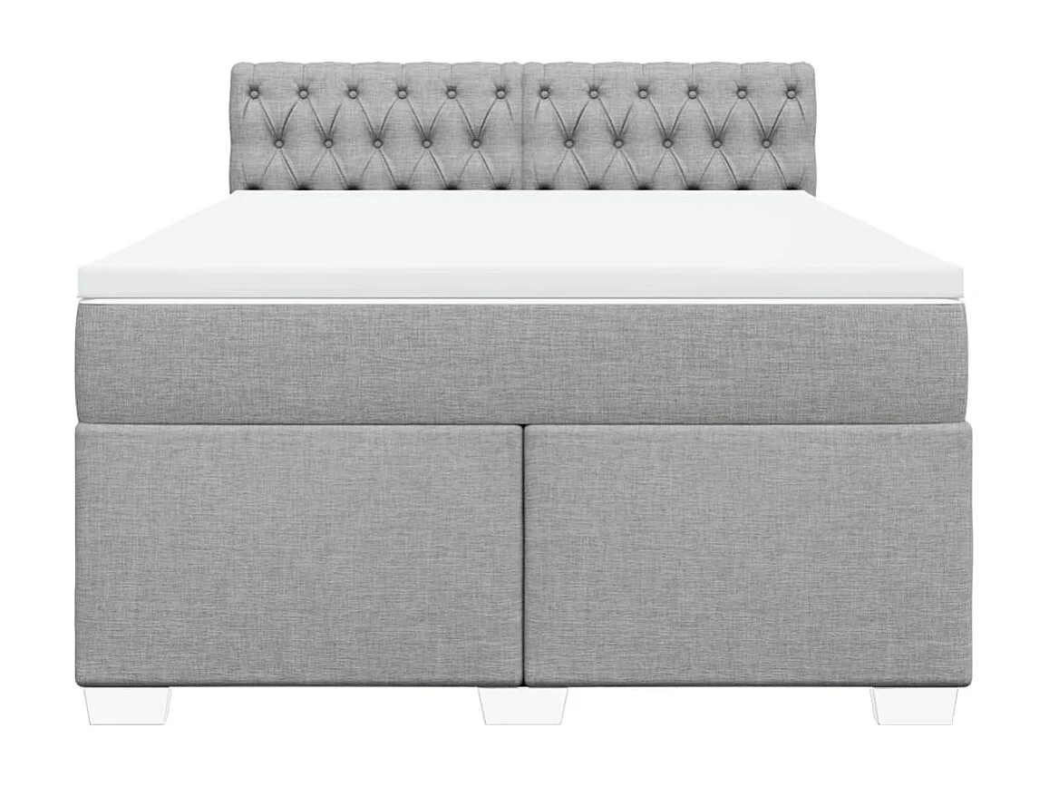 Boxspringbett mit Matratze Hellgrau 140x200 cm Stoff