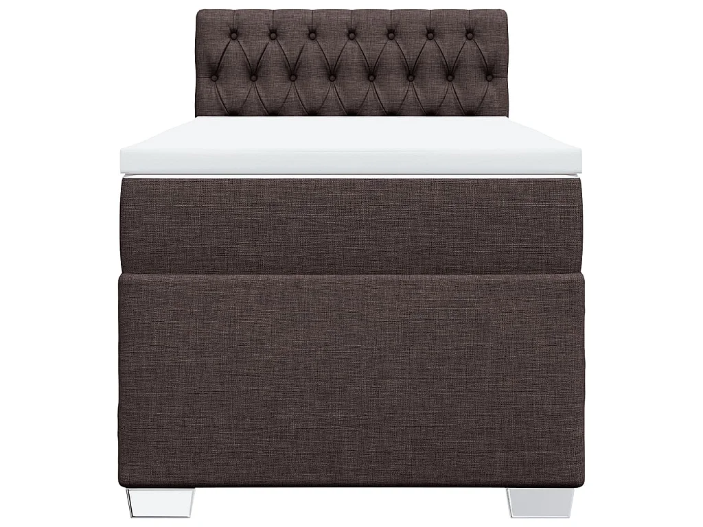 Cama box spring con colchón tela marrón oscuro 90x190 cm