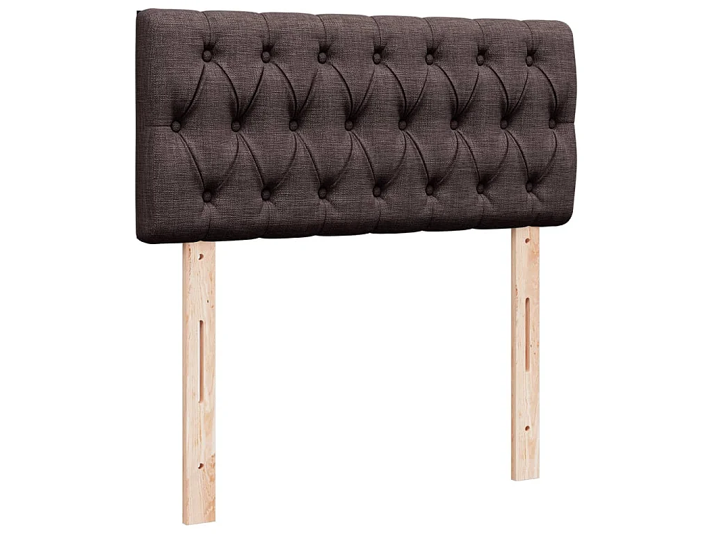 Cama box spring con colchón tela marrón oscuro 90x190 cm