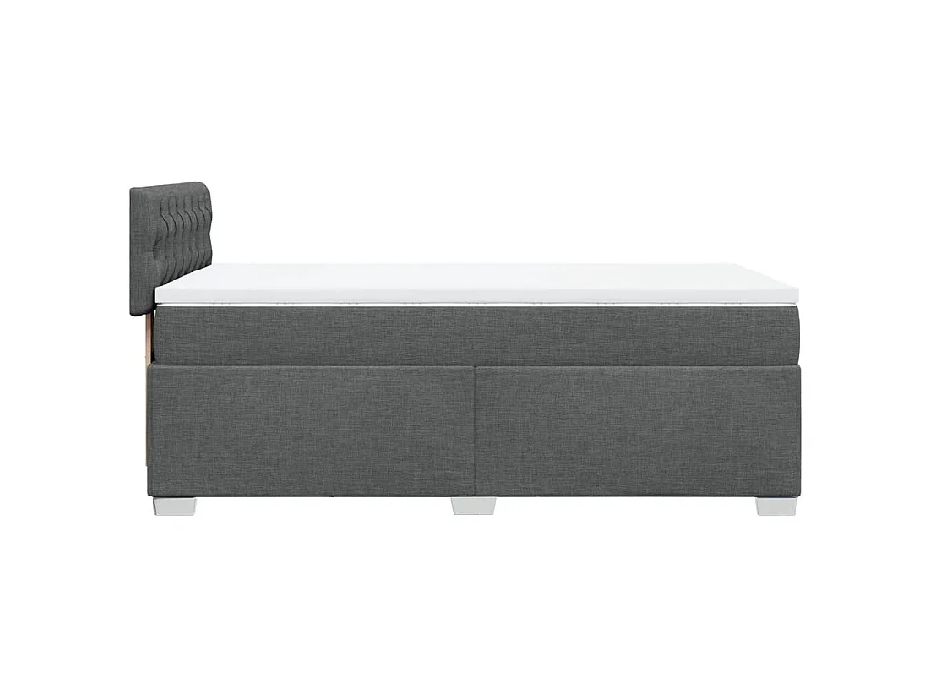 Cama box spring con colchón tela gris oscuro 100x200 cm