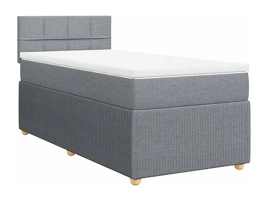 Boxspringbett mit Matratze Hellgrau 90x190 cm Stoff