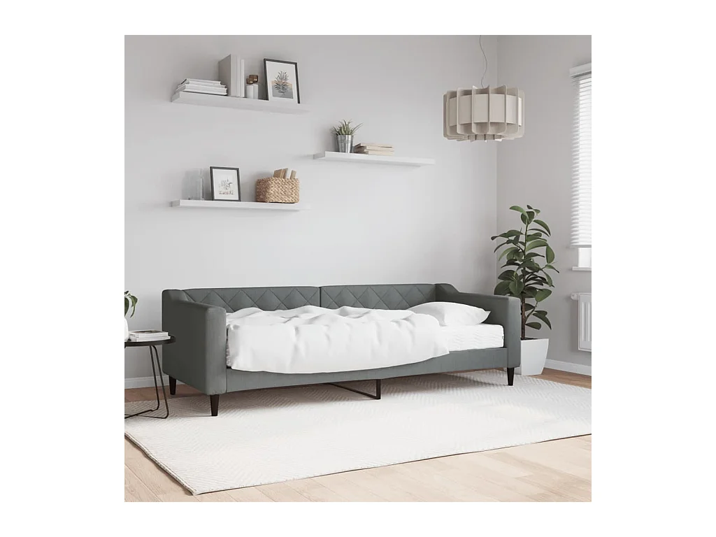 Lit de jour avec matelas gris foncé 80x200 cm tissu
