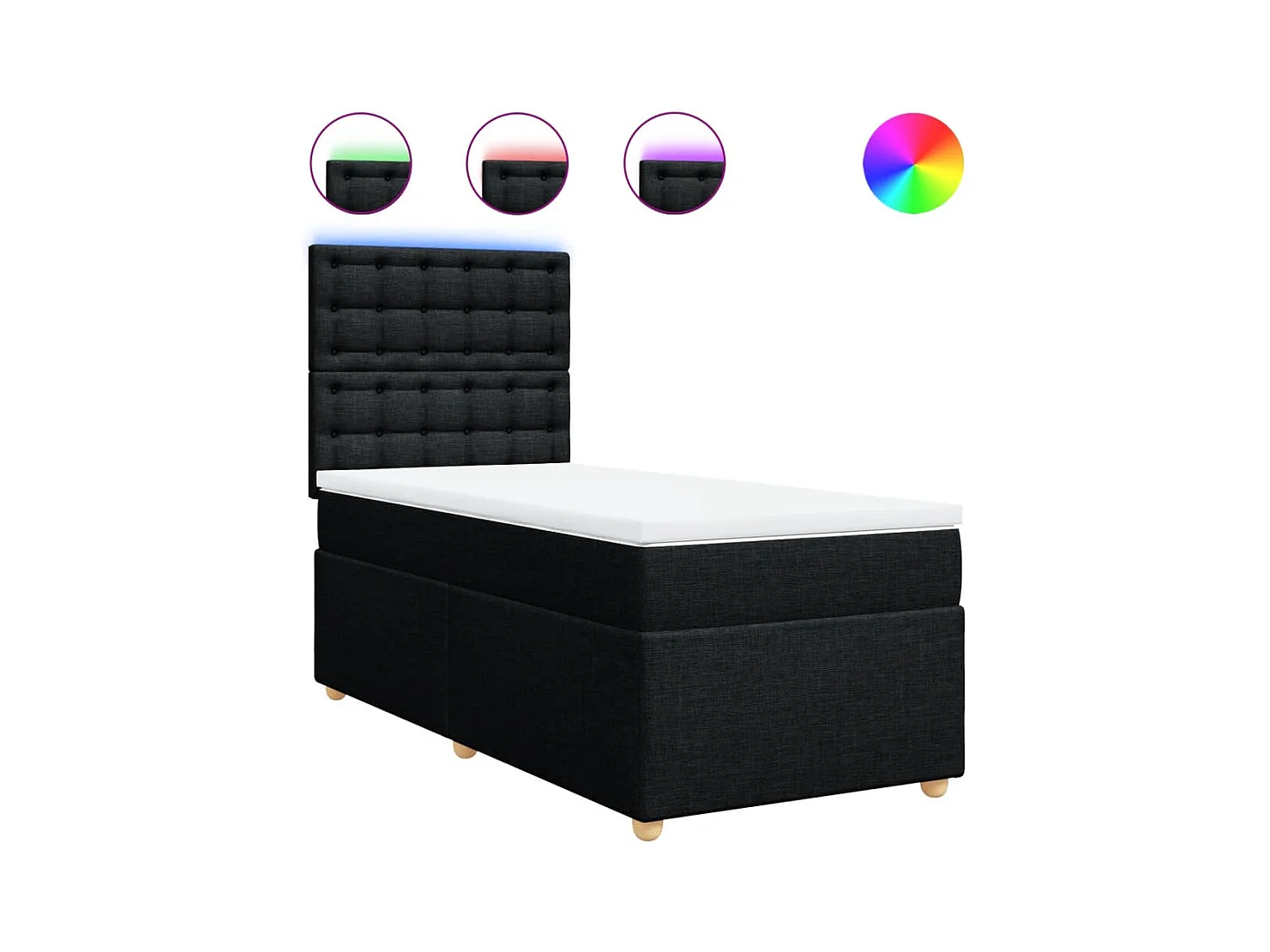 Boxspringbett mit Matratze Schwarz 90x190 cm Stoff