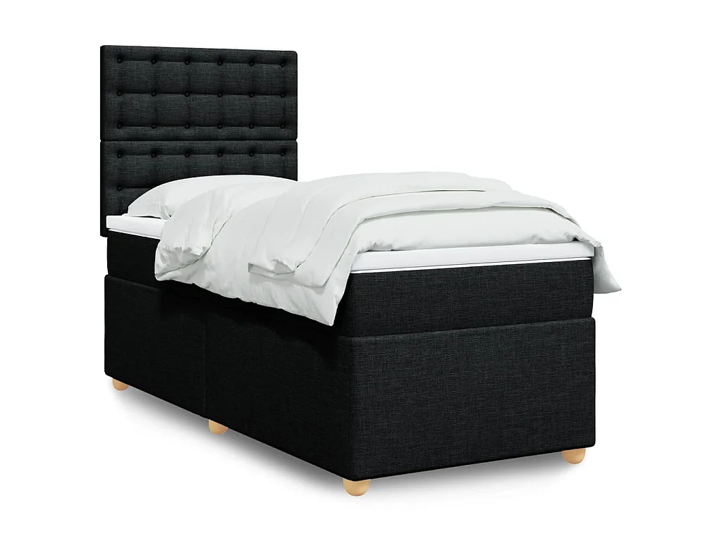 Boxspringbett mit Matratze Schwarz 90x190 cm Stoff