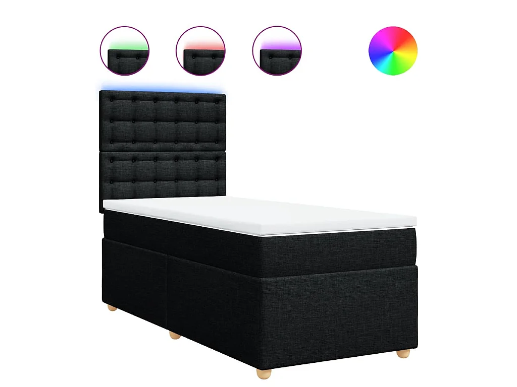Boxspringbett mit Matratze Schwarz 90x190 cm Stoff