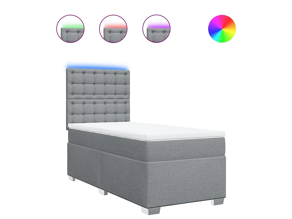 Boxspringbett mit Matratze Hellgrau 100x200 cm Stoff