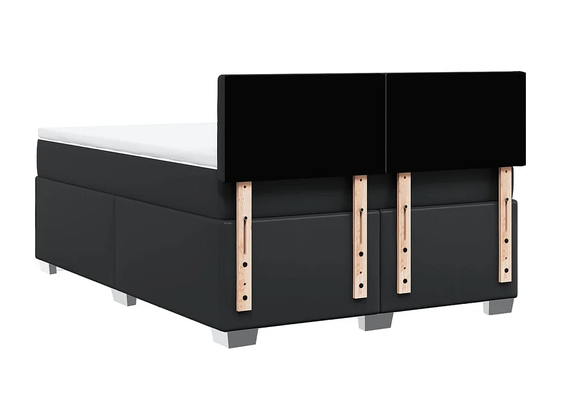 Sommier à lattes de lit avec matelas Noir 140x190 cm Similicuir