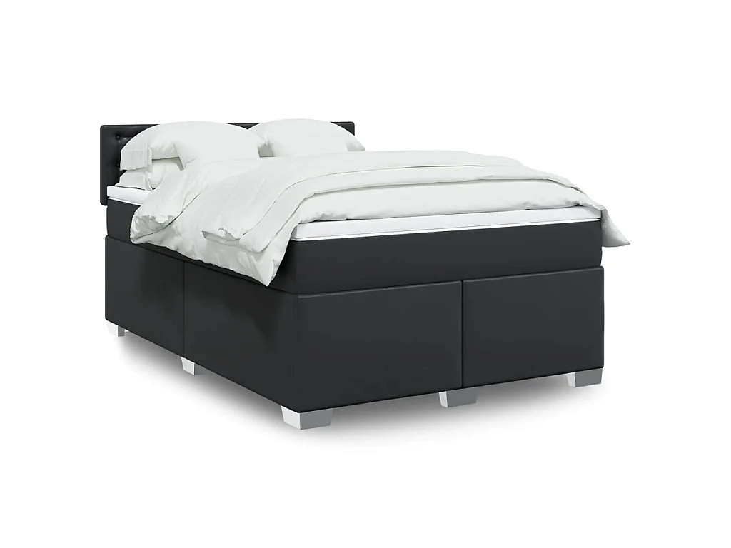 Boxspringbett mit Matratze Schwarz 140x190 cm Kunstleder
