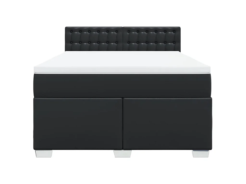 Boxspringbett mit Matratze Schwarz 140x190 cm Kunstleder