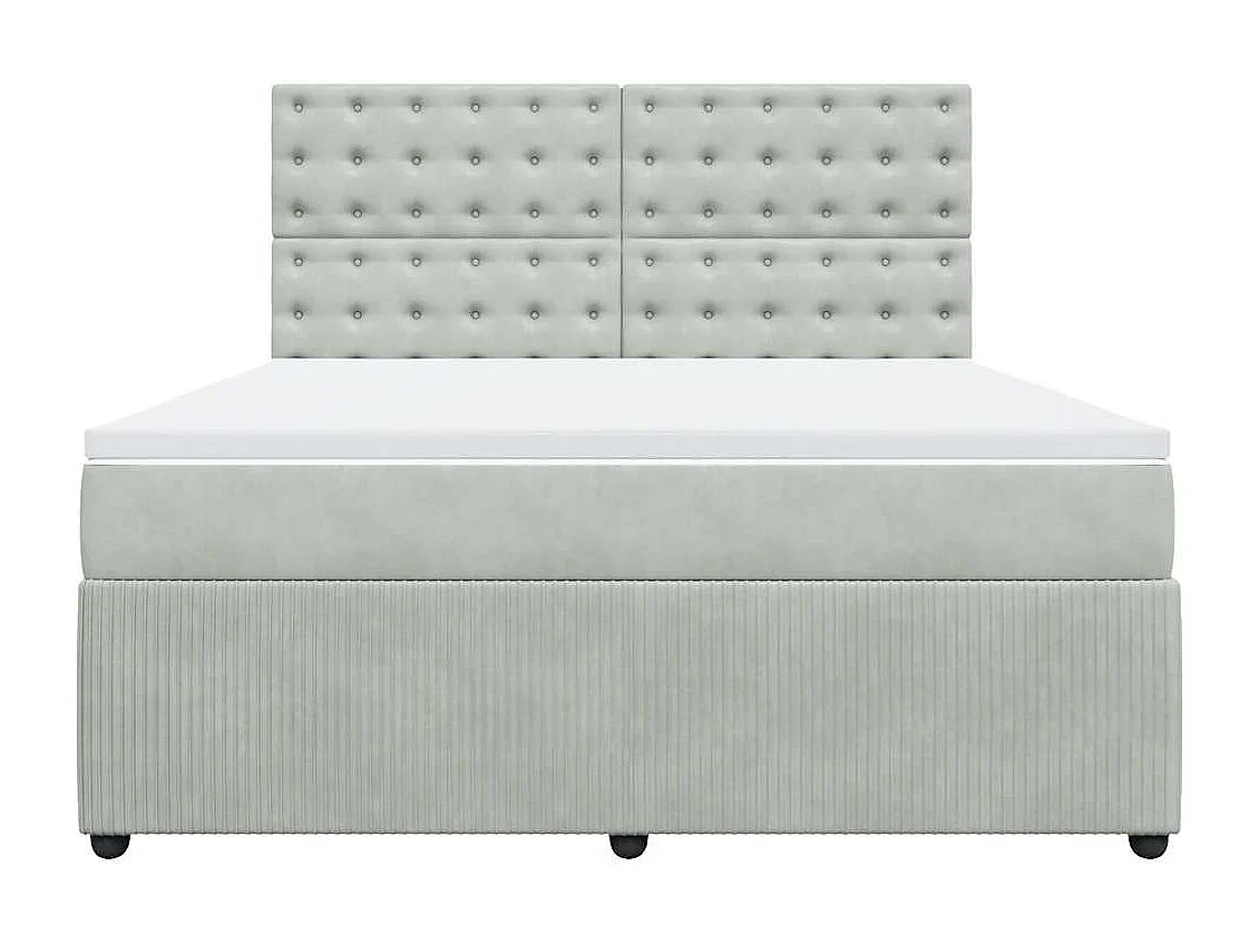 Giroletto a Molle con Materasso Grigio Chiaro 180x200cm Velluto