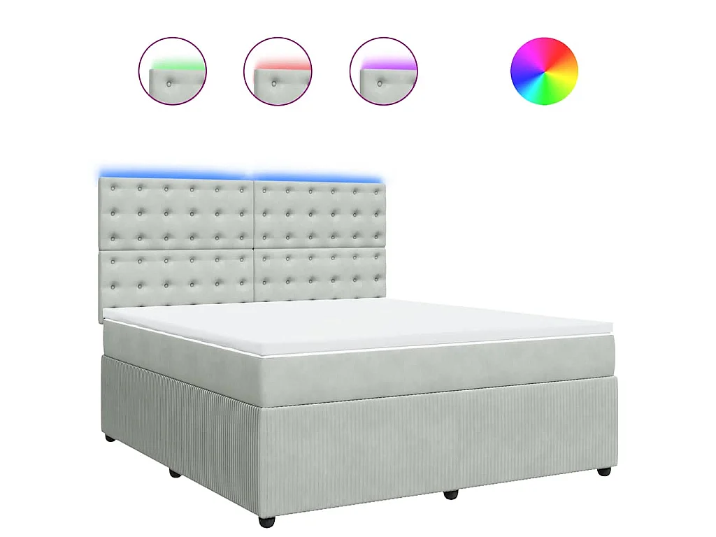 Boxspringbett mit Matratze Hellgrau 180x200 cm Samt