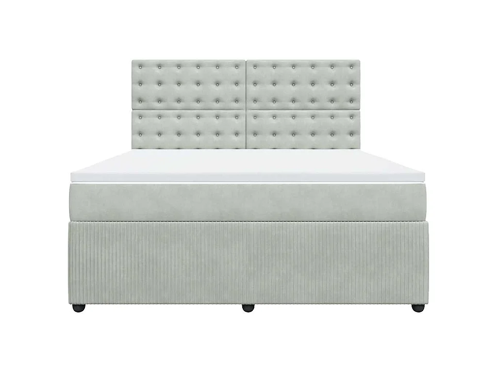 Boxspringbett mit Matratze Hellgrau 180x200 cm Samt