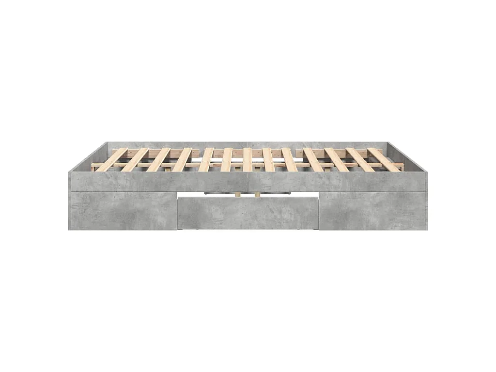 Cadre de lit sans matelas gris béton 140x190 cm bois ingénierie