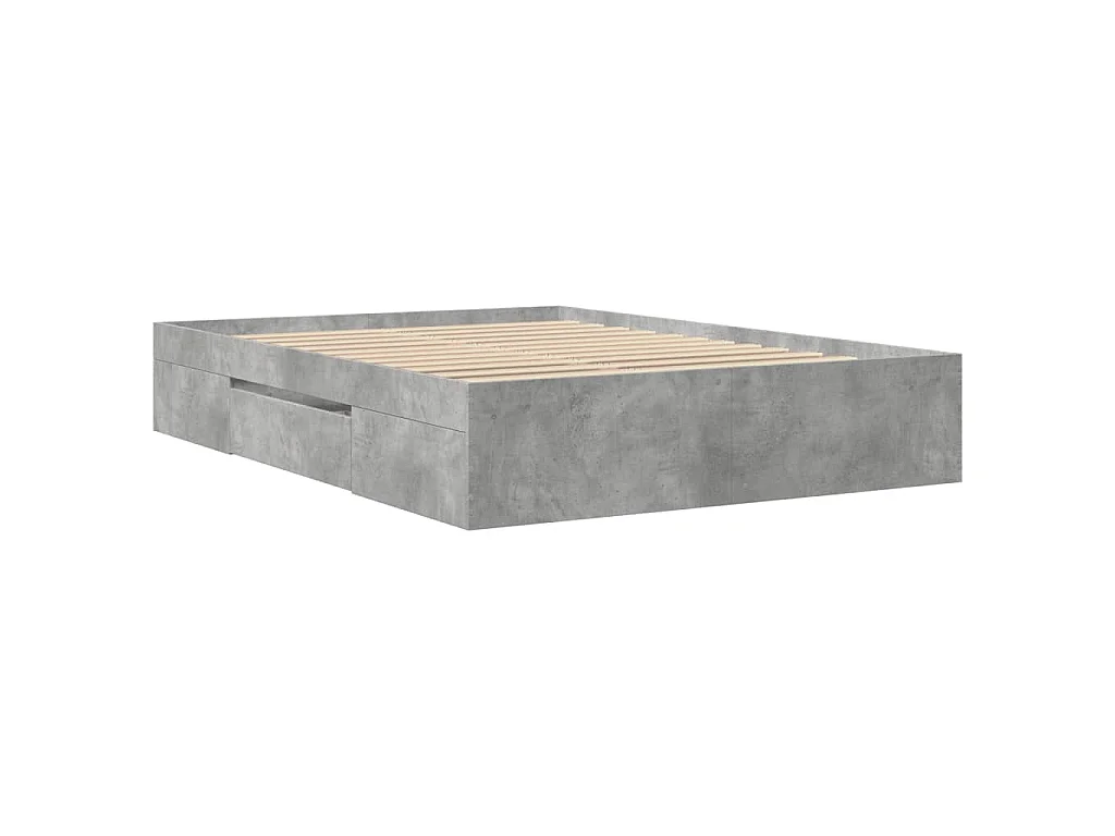 Cadre de lit sans matelas gris béton 140x190 cm bois ingénierie