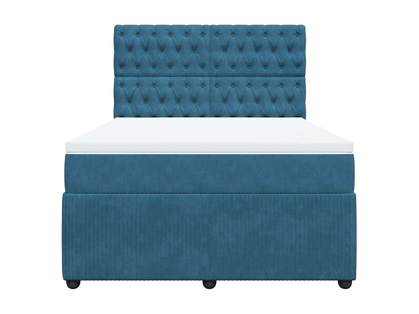 Cama box spring con colchón terciopelo azul 160x200 cm