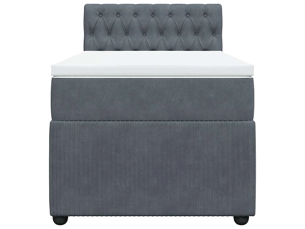 Cama com molas/colchão 90x190 cm veludo cinza-escuro