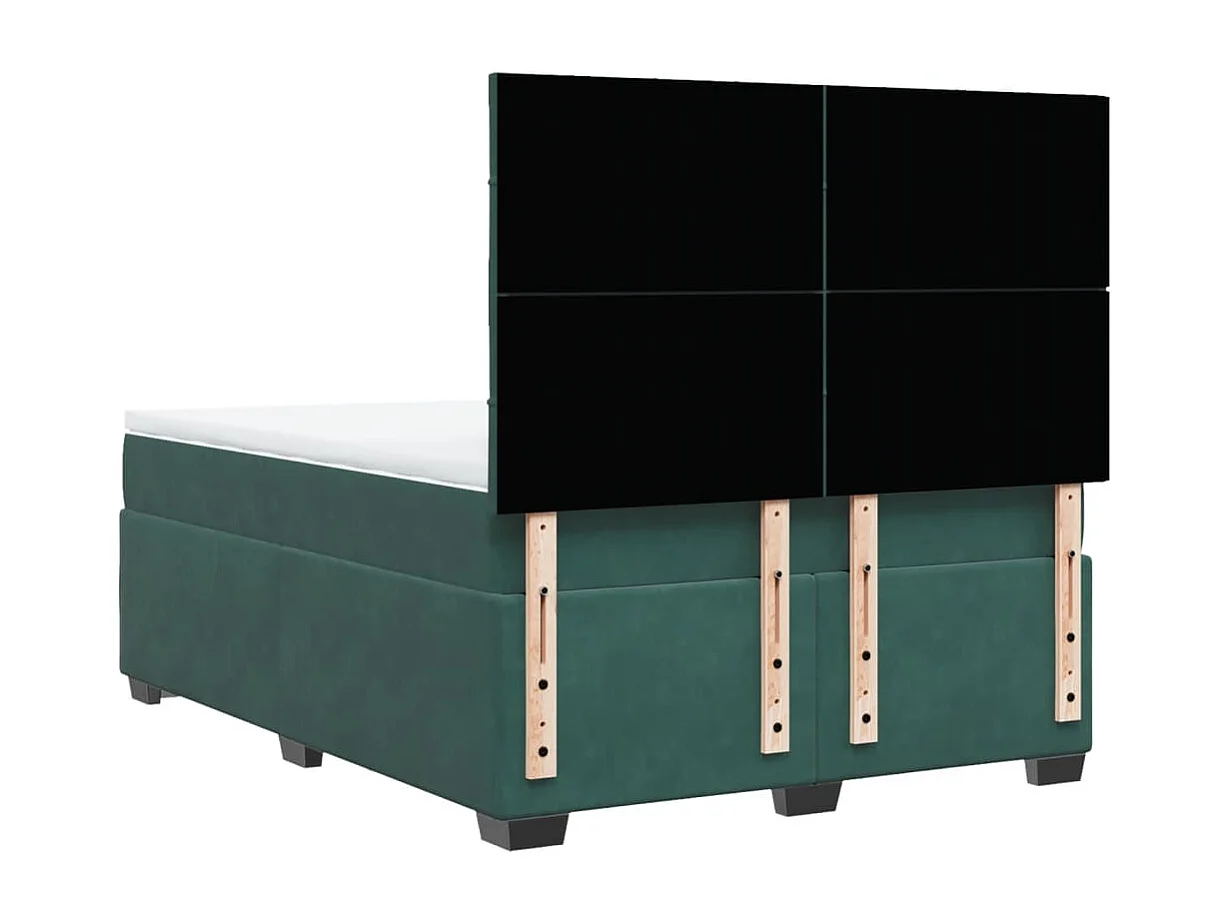 Cama box spring con colchón terciopelo verde oscuro 140x190 cm