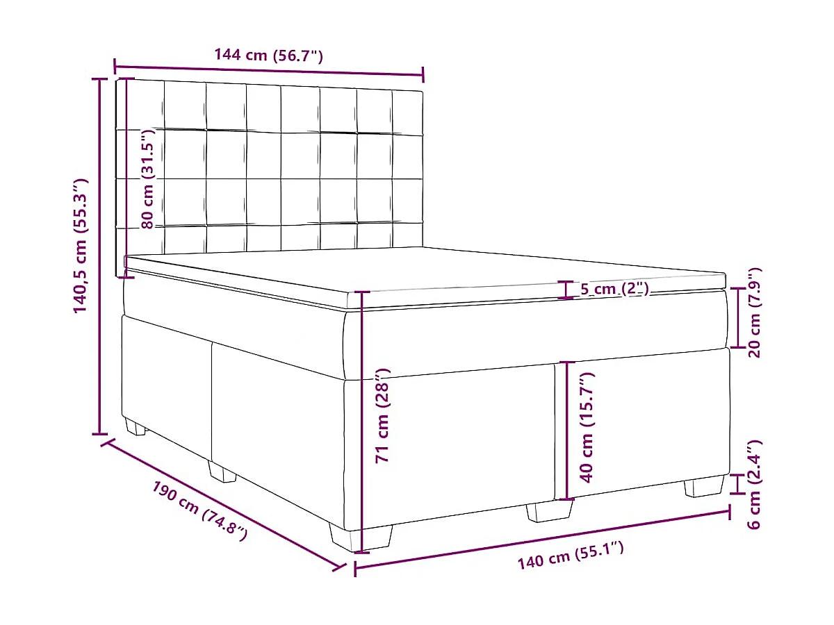 Sommier à lattes de lit et matelas Vert foncé 140x190cm Velours