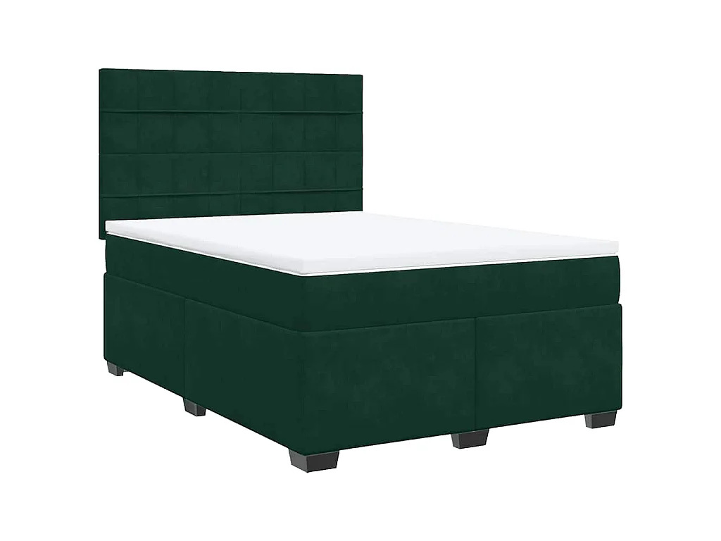 Sommier à lattes de lit et matelas Vert foncé 140x190cm Velours