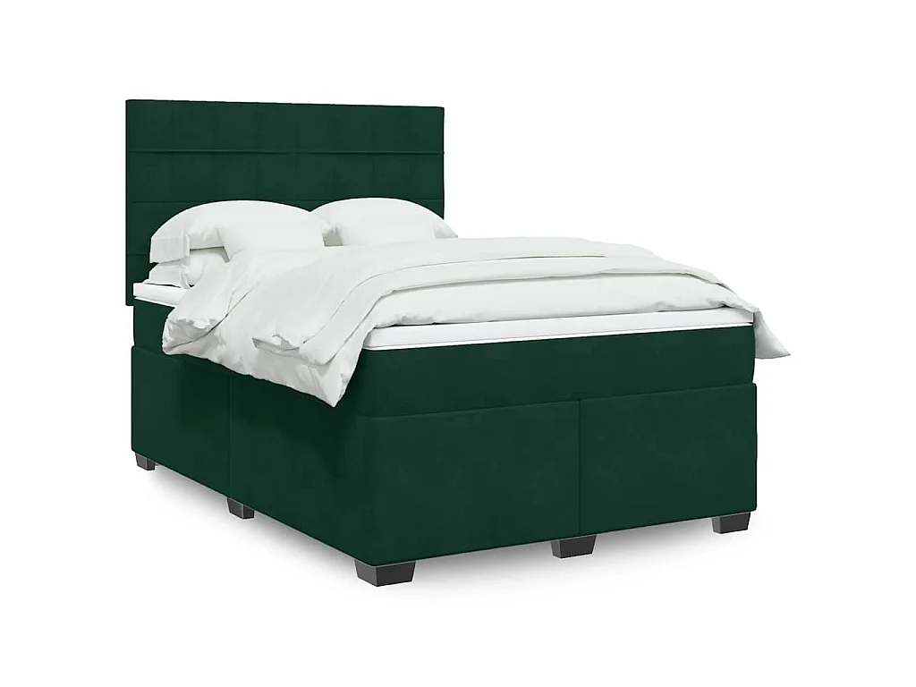 Sommier à lattes de lit et matelas Vert foncé 140x190cm Velours
