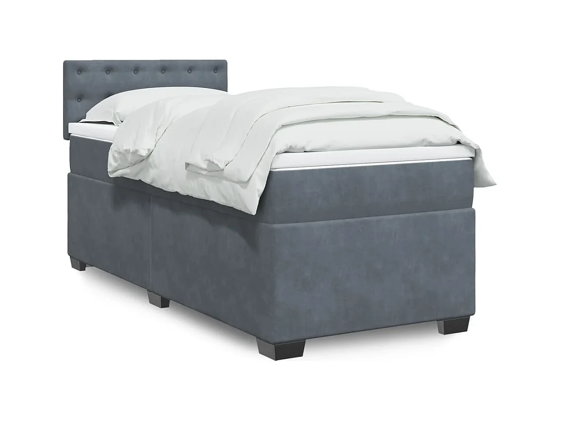 Boxspringbett mit Matratze Dunkelgrau 90x200 cm Samt