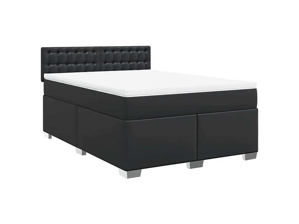Boxspring met matras kunstleer zwart 160x200 cm