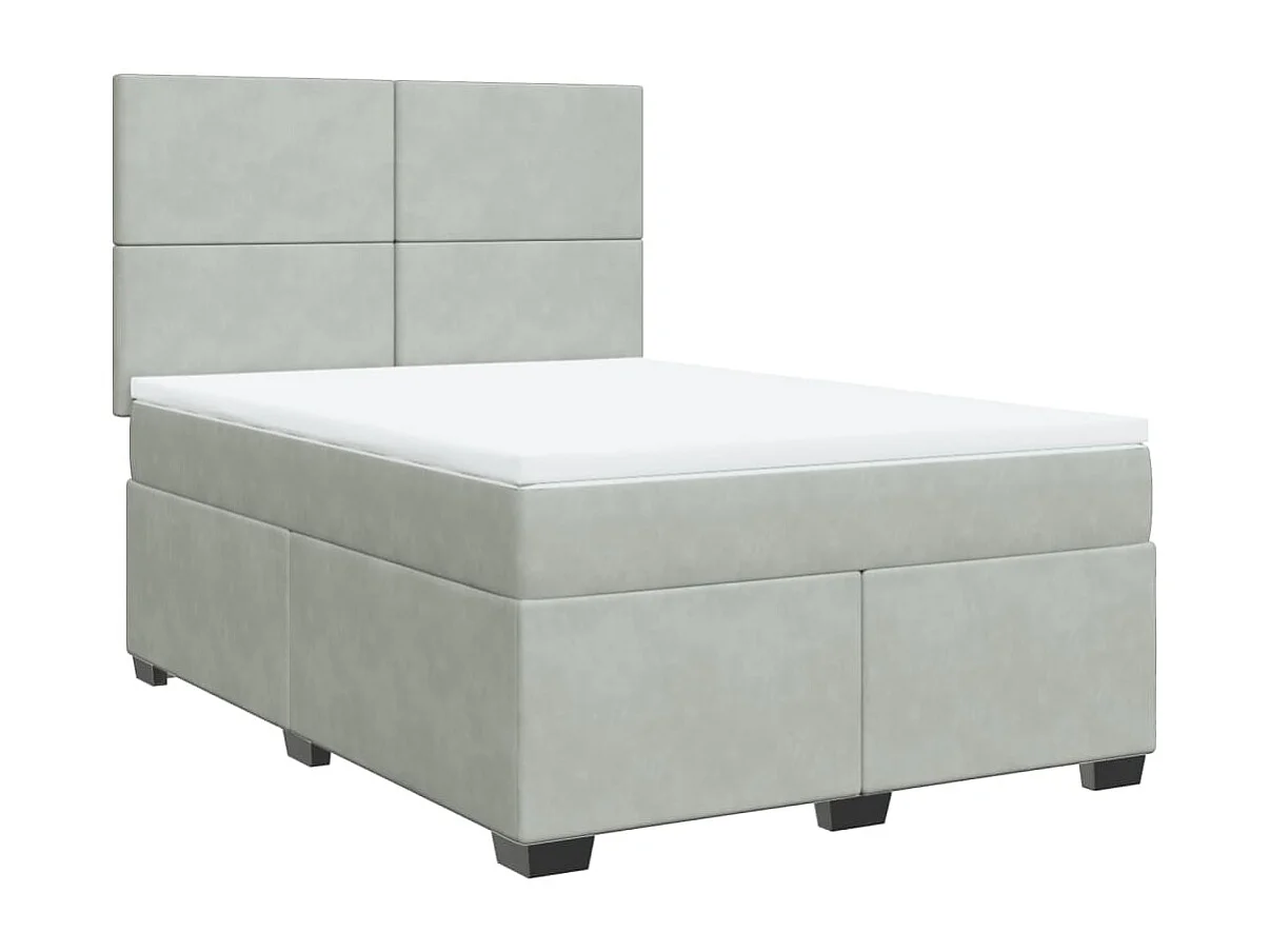 Sommier à lattes de lit et matelas Gris clair 140x190cm Velours