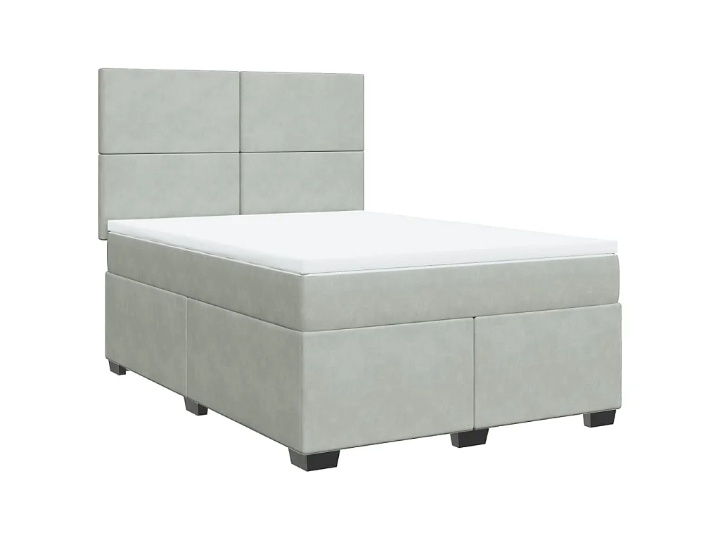 Boxspringbett mit Matratze Hellgrau 140x190 cm Samt