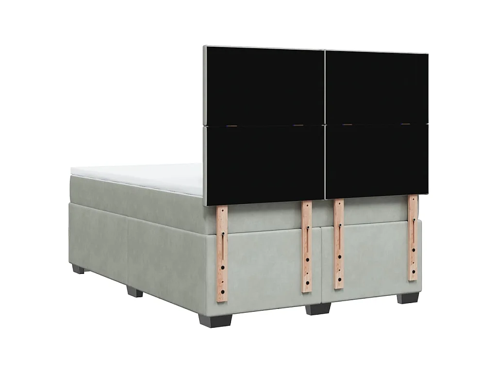 Boxspringbett mit Matratze Hellgrau 140x190 cm Samt